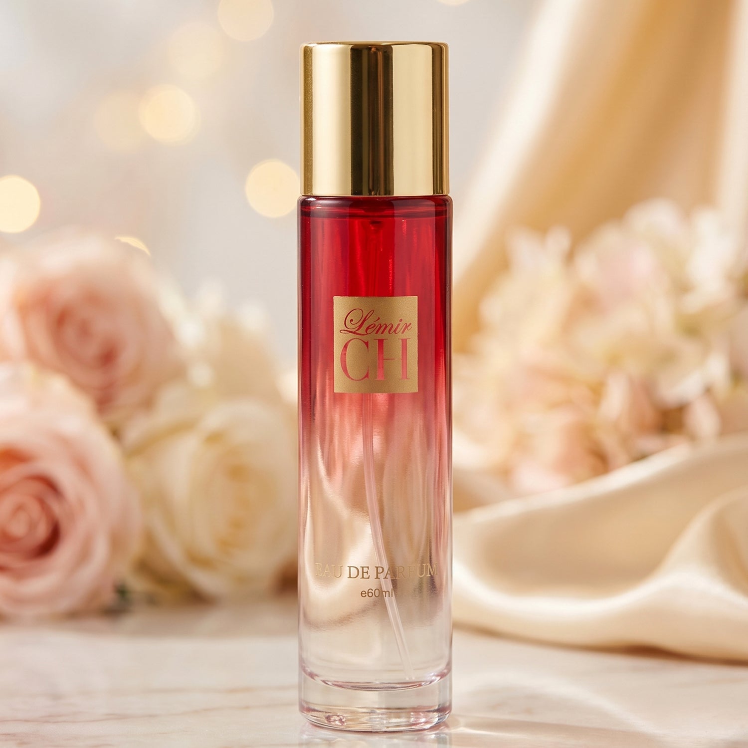 Unisex Eau de Parfum spray with elegant red ombre bottle