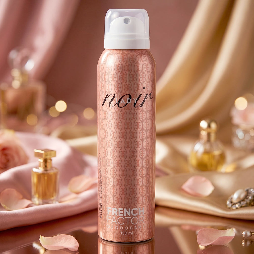 French Factor Lady Noir premium deodorant spray bottle