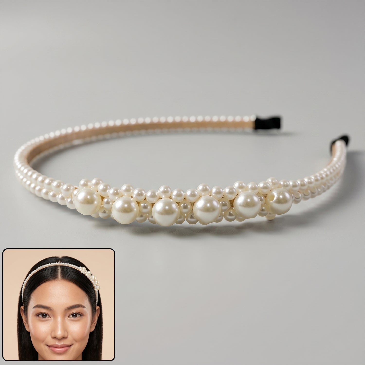 Elegant pearl beaded headband for women and girls