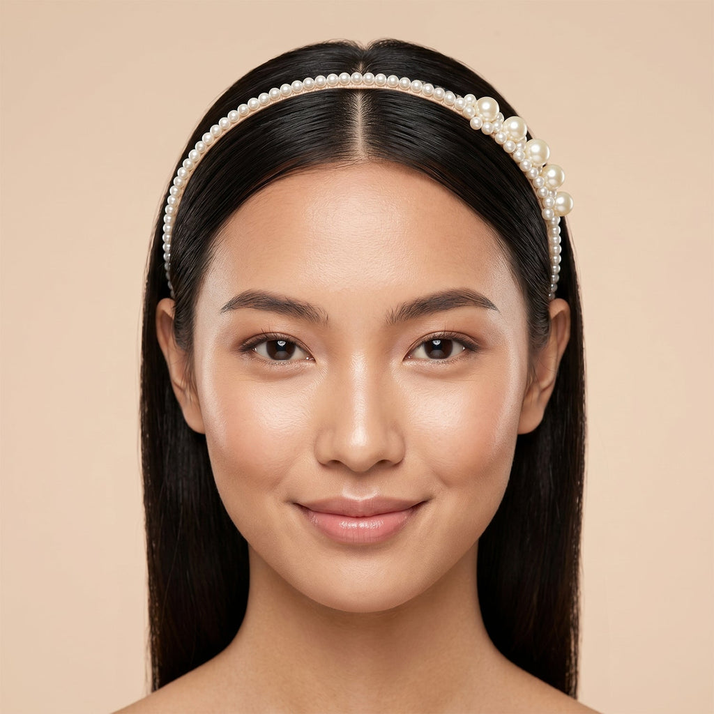 Comfortable lightweight pearl hairband for women