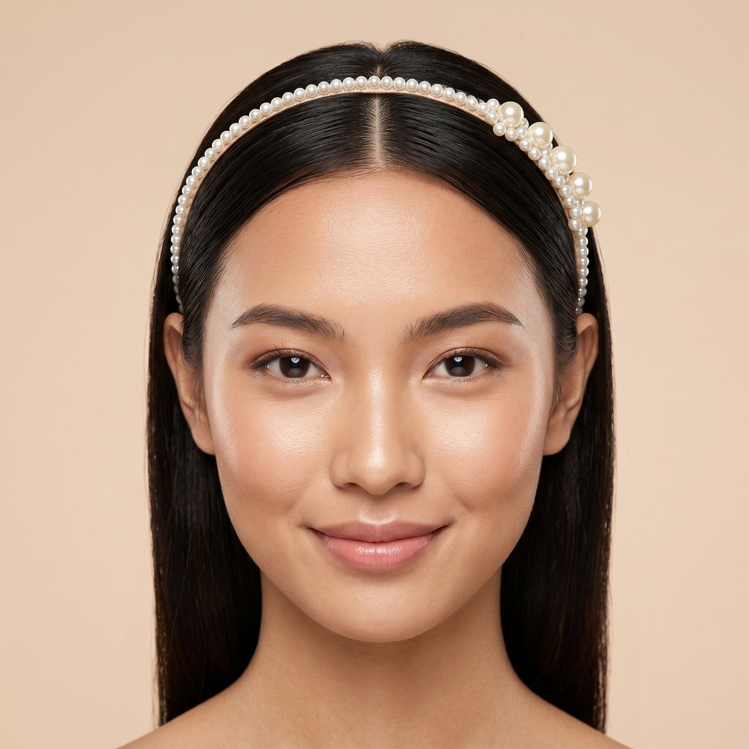 Comfortable lightweight pearl hairband for women