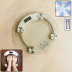 Digital body weight scale with tempered glass platform and LCD display