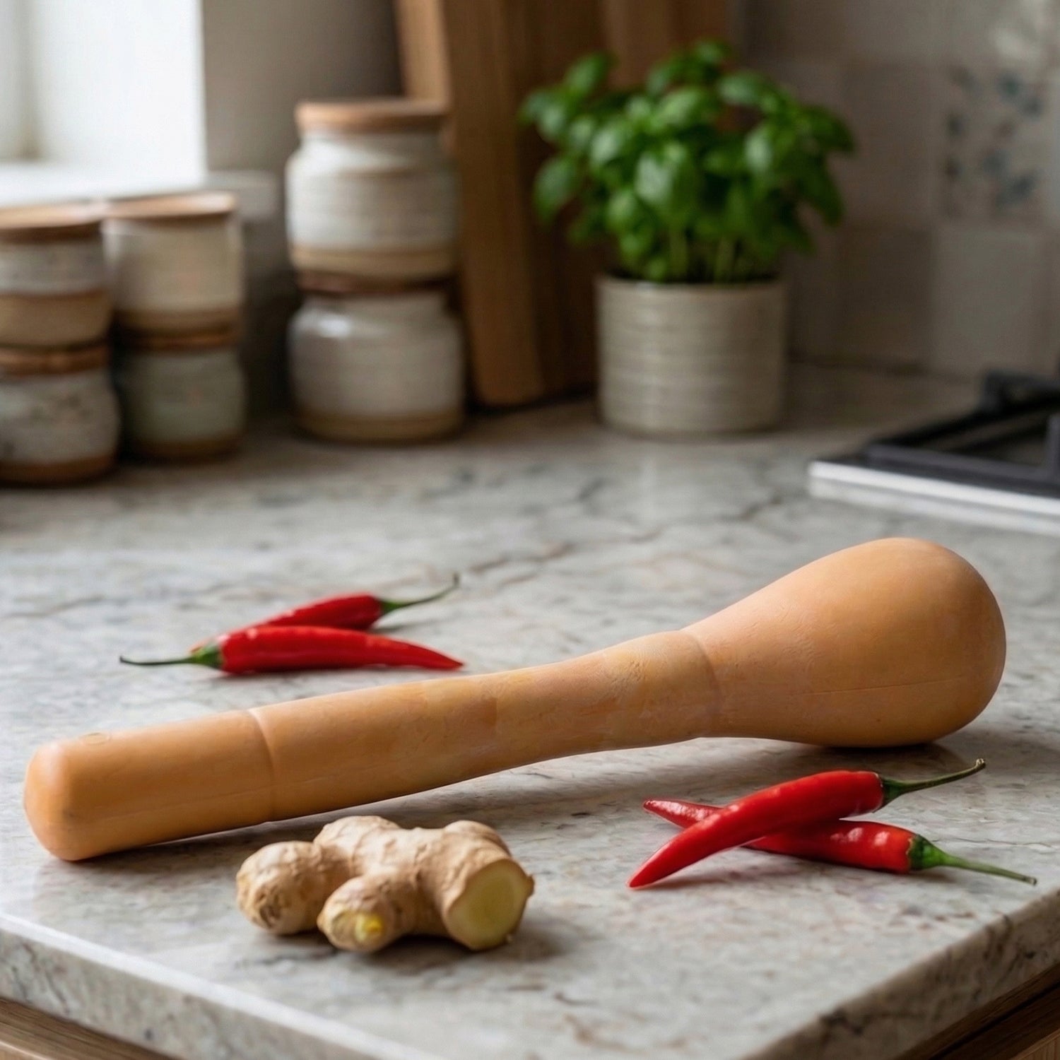 Lightweight wooden masher for everyday kitchen tasks