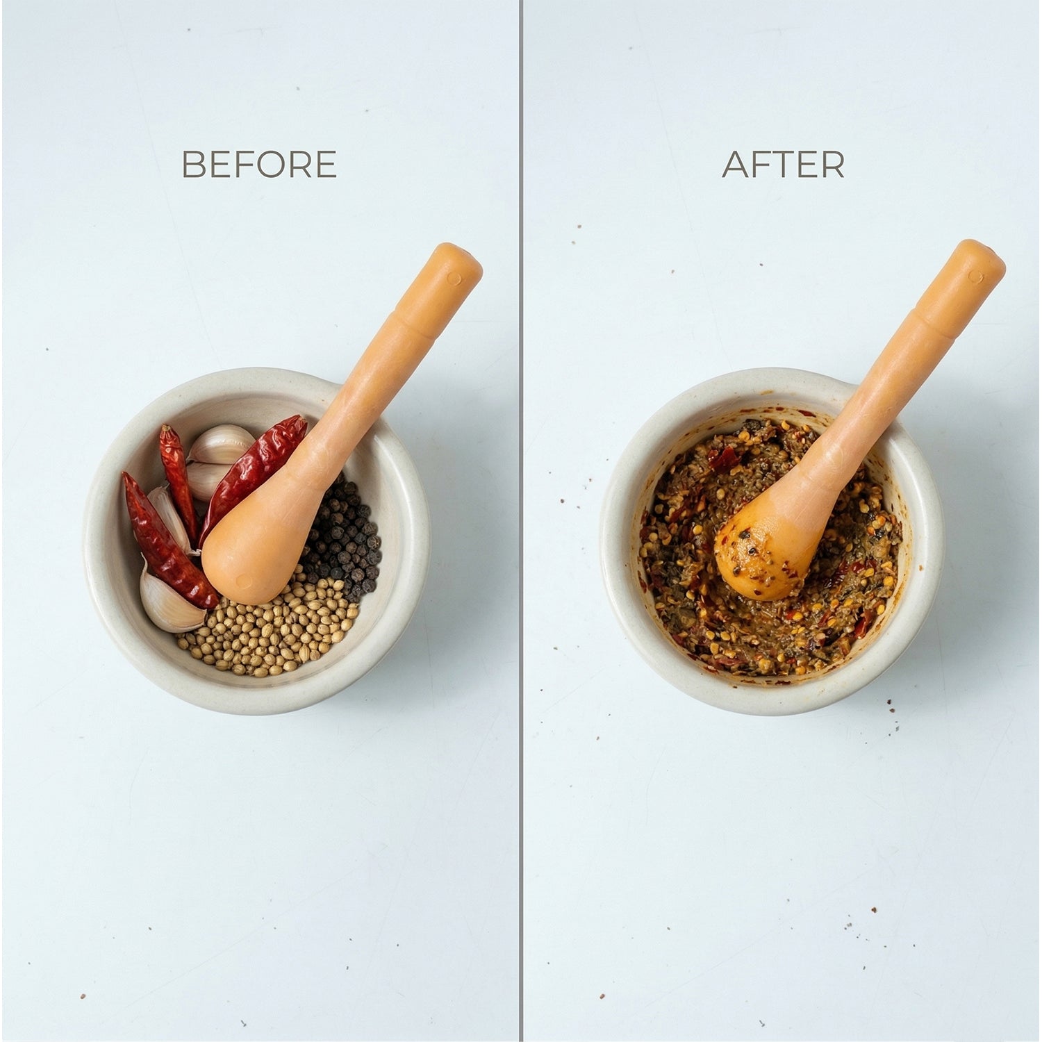 Hand operated masher grinder for spices and herbs