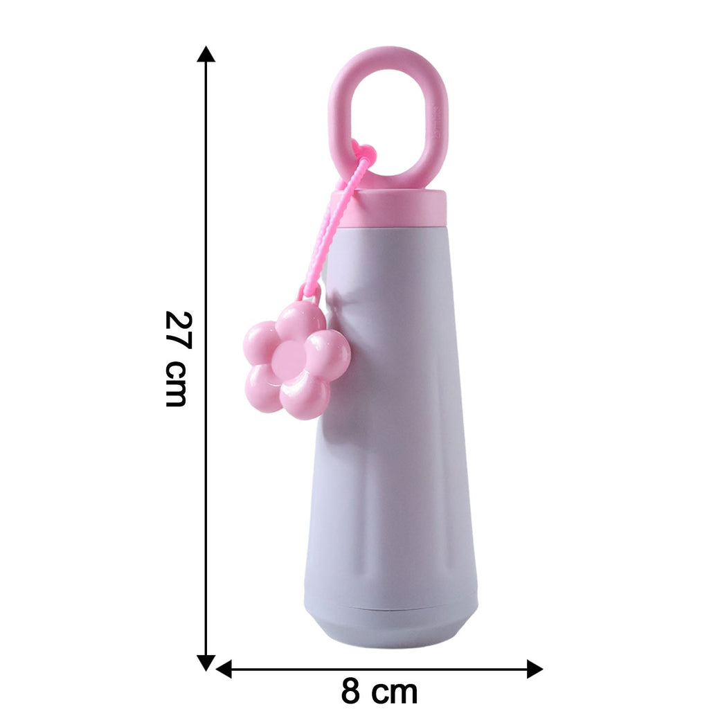 Size comparison showing compact 450ML portable water bottle