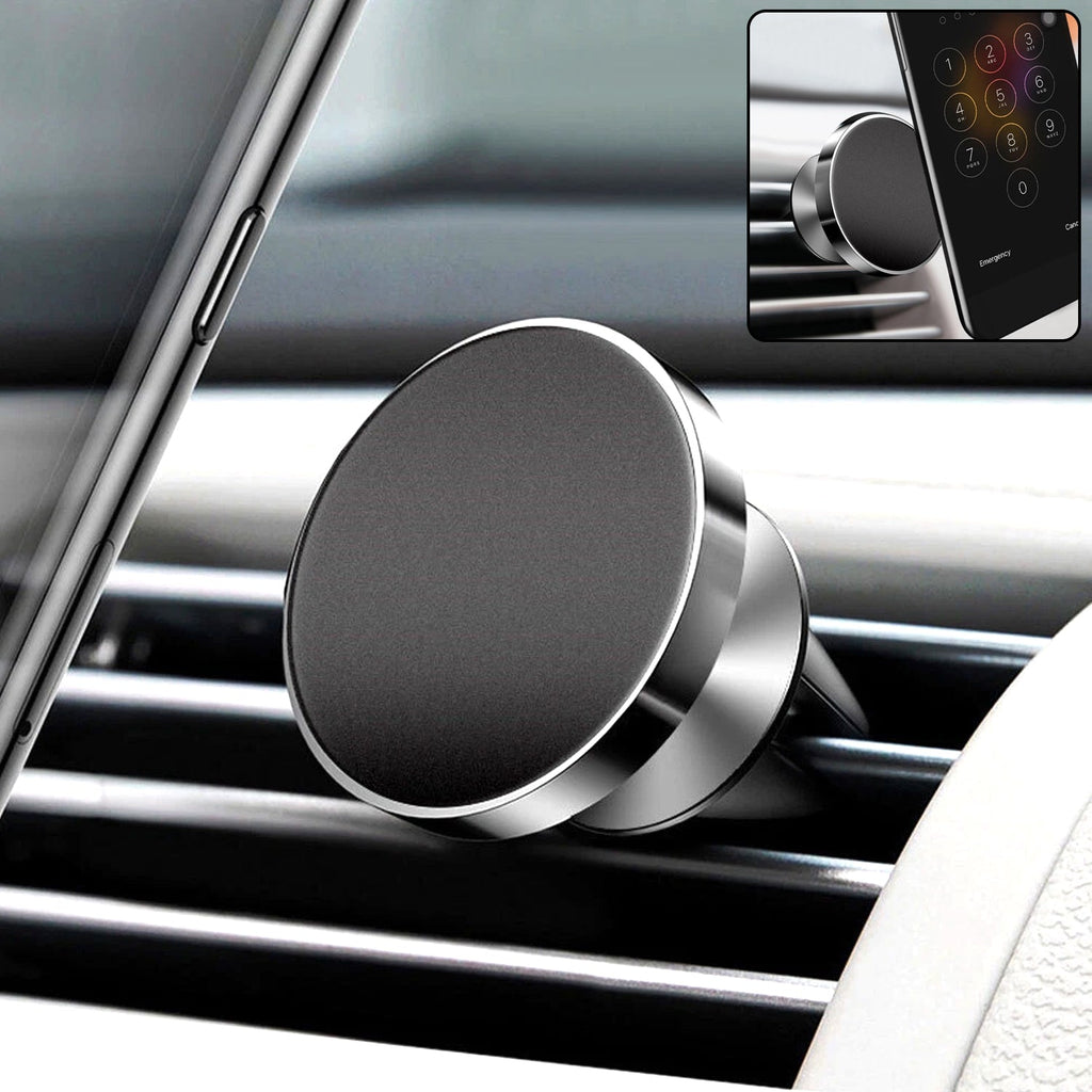 Rotating magnetic phone holder securely mounted inside car