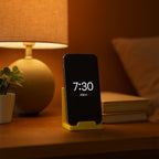 Foldable plastic mobile phone holder angled for video watching