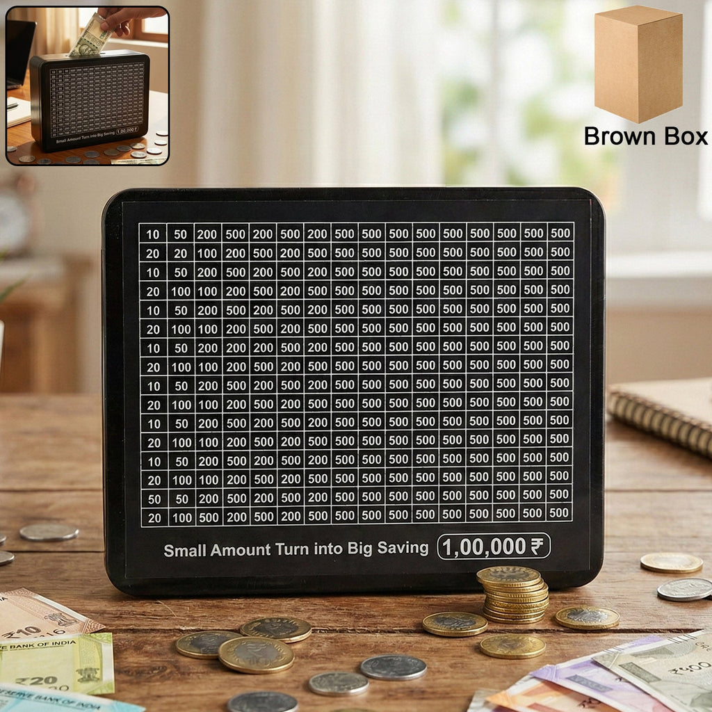 Reusable money saving challenge board with black gel pen and clear grid