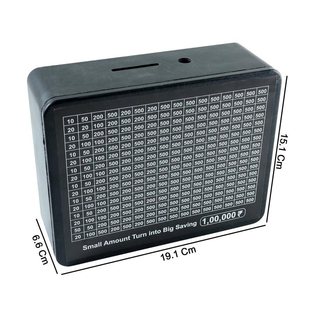 Coin and note deposit slot of reusable savings tracker money box