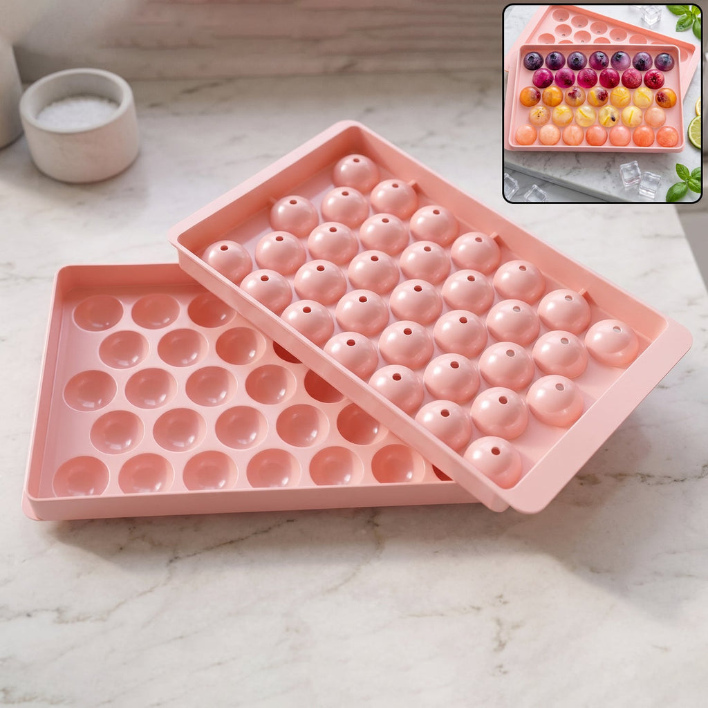 Pink plastic lollipop and ice candy mold for home use