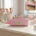 Pink multipurpose zipper pouch organizer for cosmetics and essentials