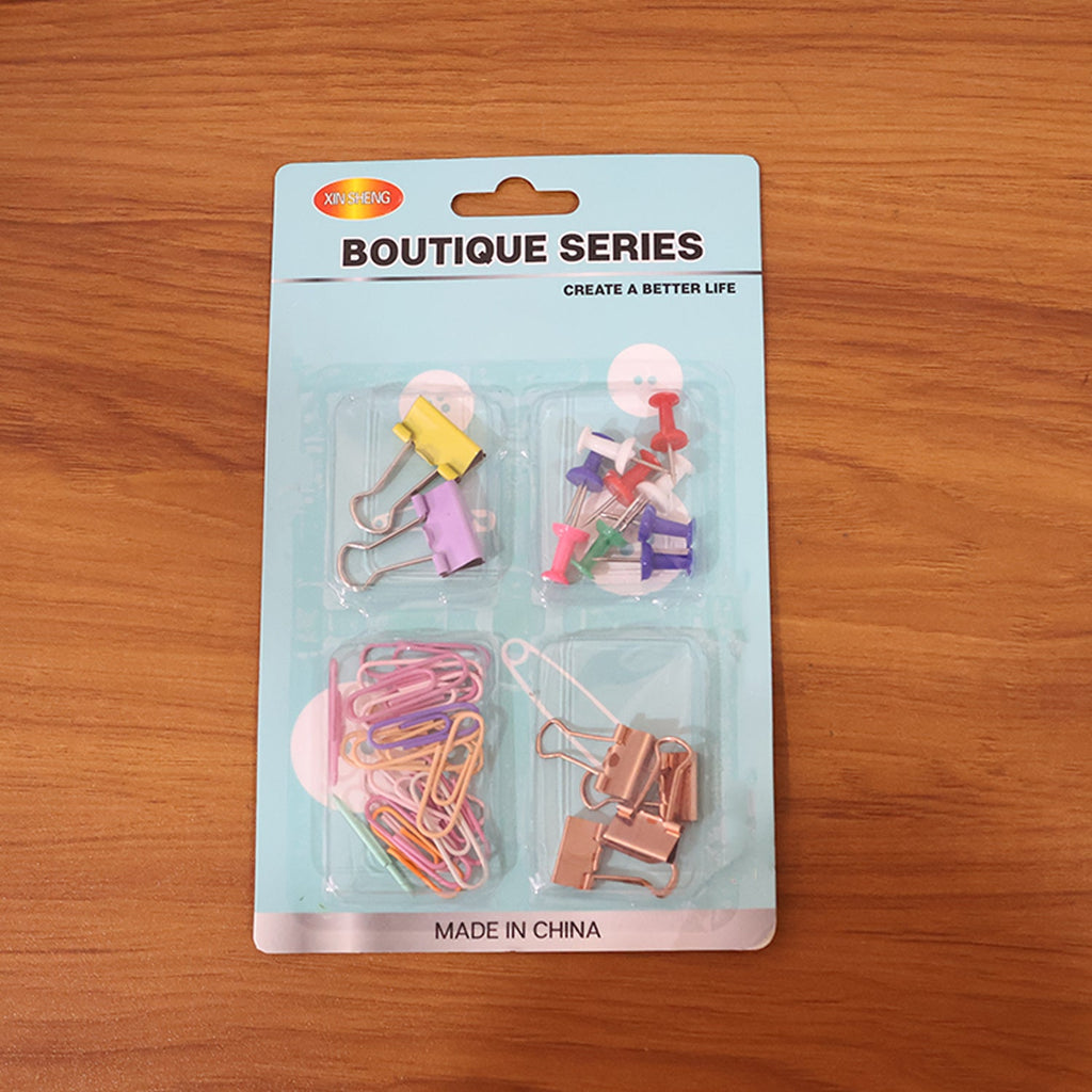 Comprehensive office stationery clips and pins combo set view