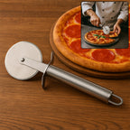 Premium stainless steel pizza cutter with ergonomic handle for effortless slicing