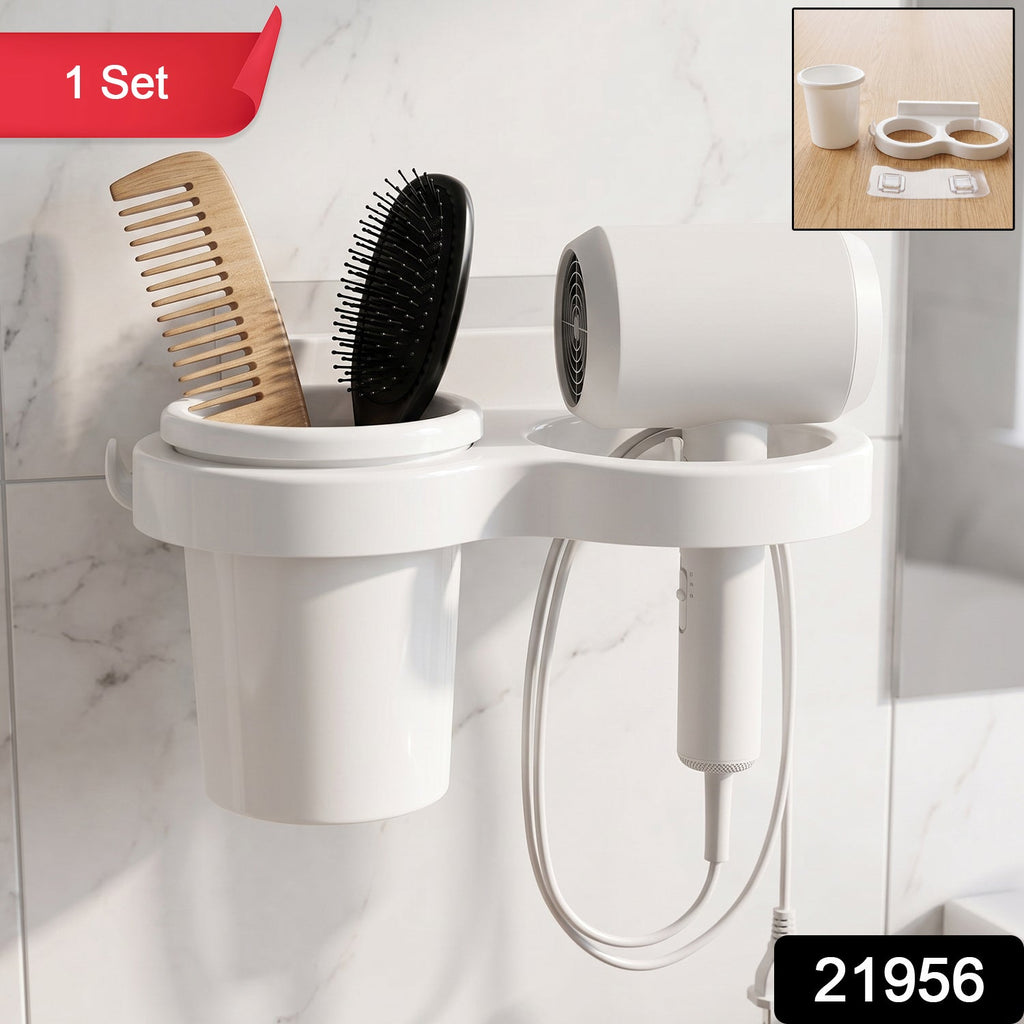 Bathroom toothbrush organizer with cup and grooming accessory slots
