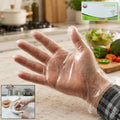 Disposable TPE gloves in a pack for kitchen and cleaning tasks