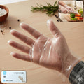 Disposable clear plastic gloves shown in a pack for kitchen and food handling