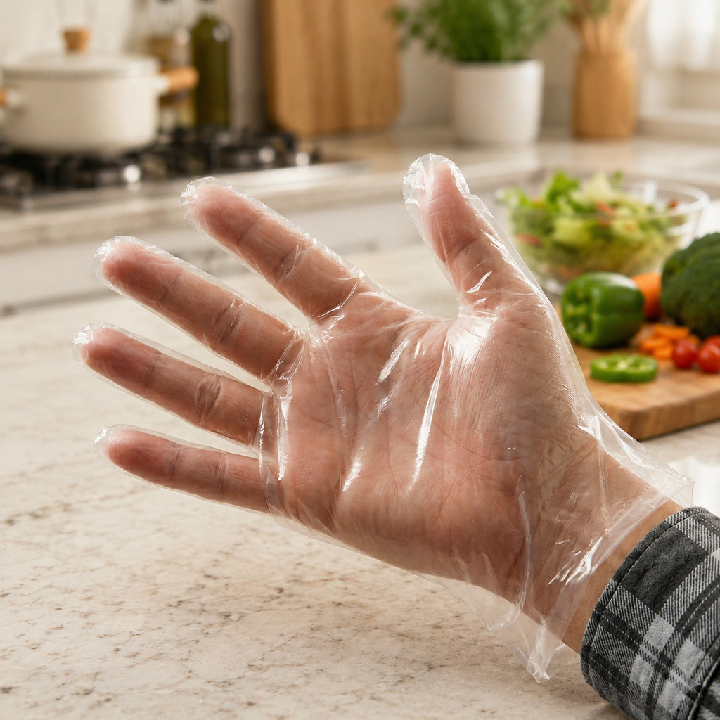 Plastic gloves for kitchen and hygiene tasks