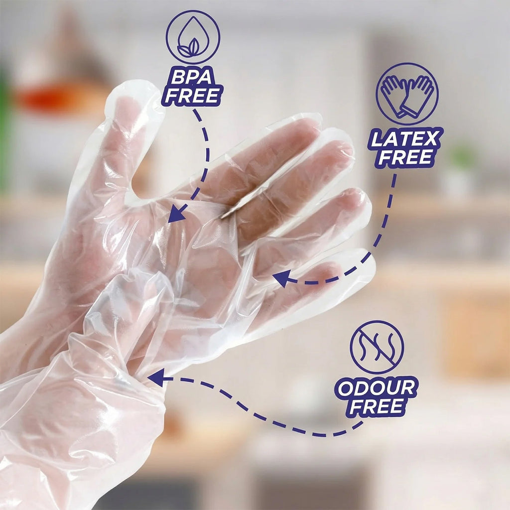 Pack of disposable plastic gloves for food handling