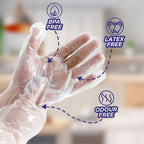 Pack of disposable plastic gloves for food handling