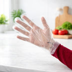 Disposable gloves on surface demonstrating protection