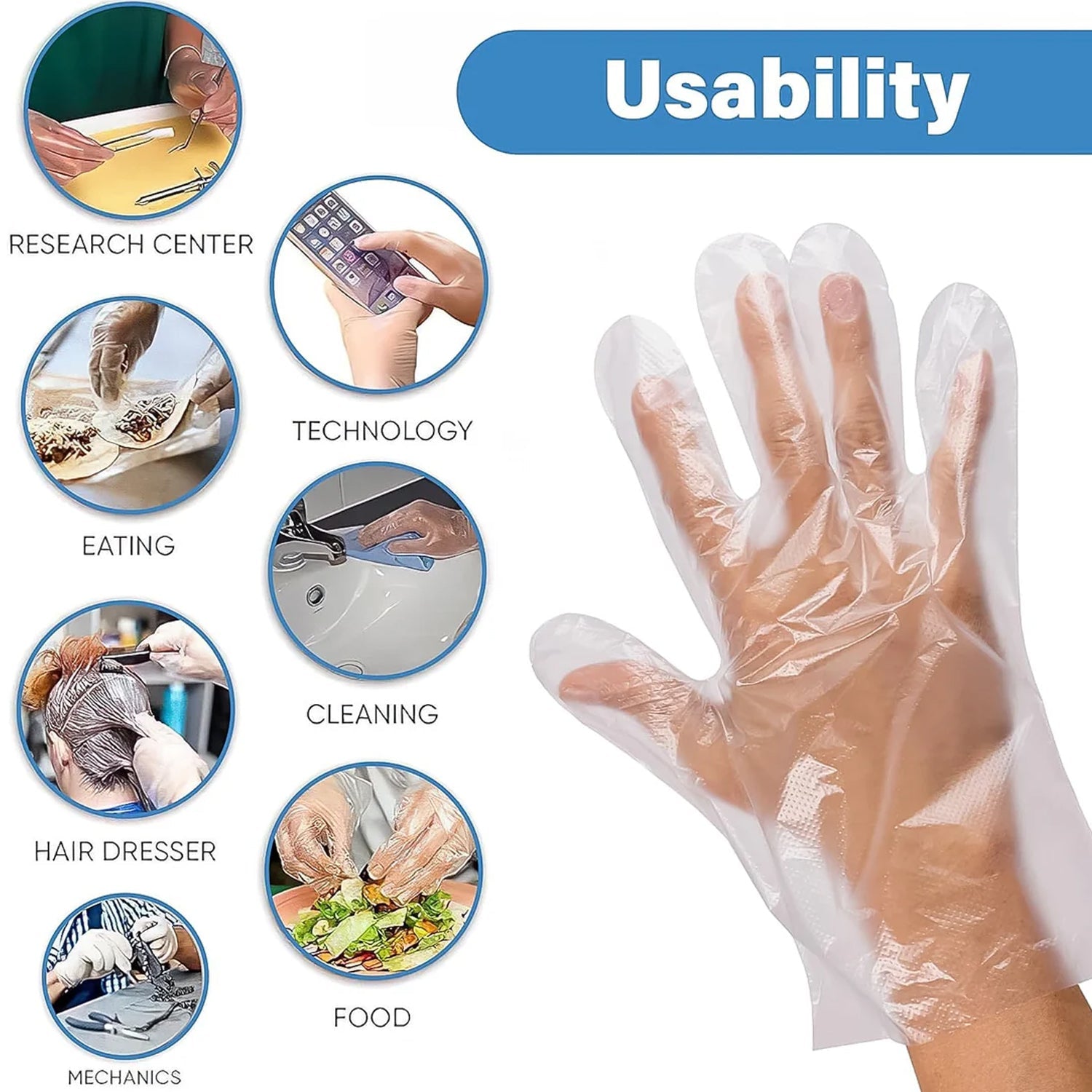 Bulk pack of disposable plastic gloves