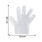 Folded clear disposable plastic gloves showing flexibility
