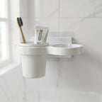 Multi-slot wall mounted bathroom storage for grooming essentials