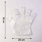 Size label of disposable clear plastic gloves pack