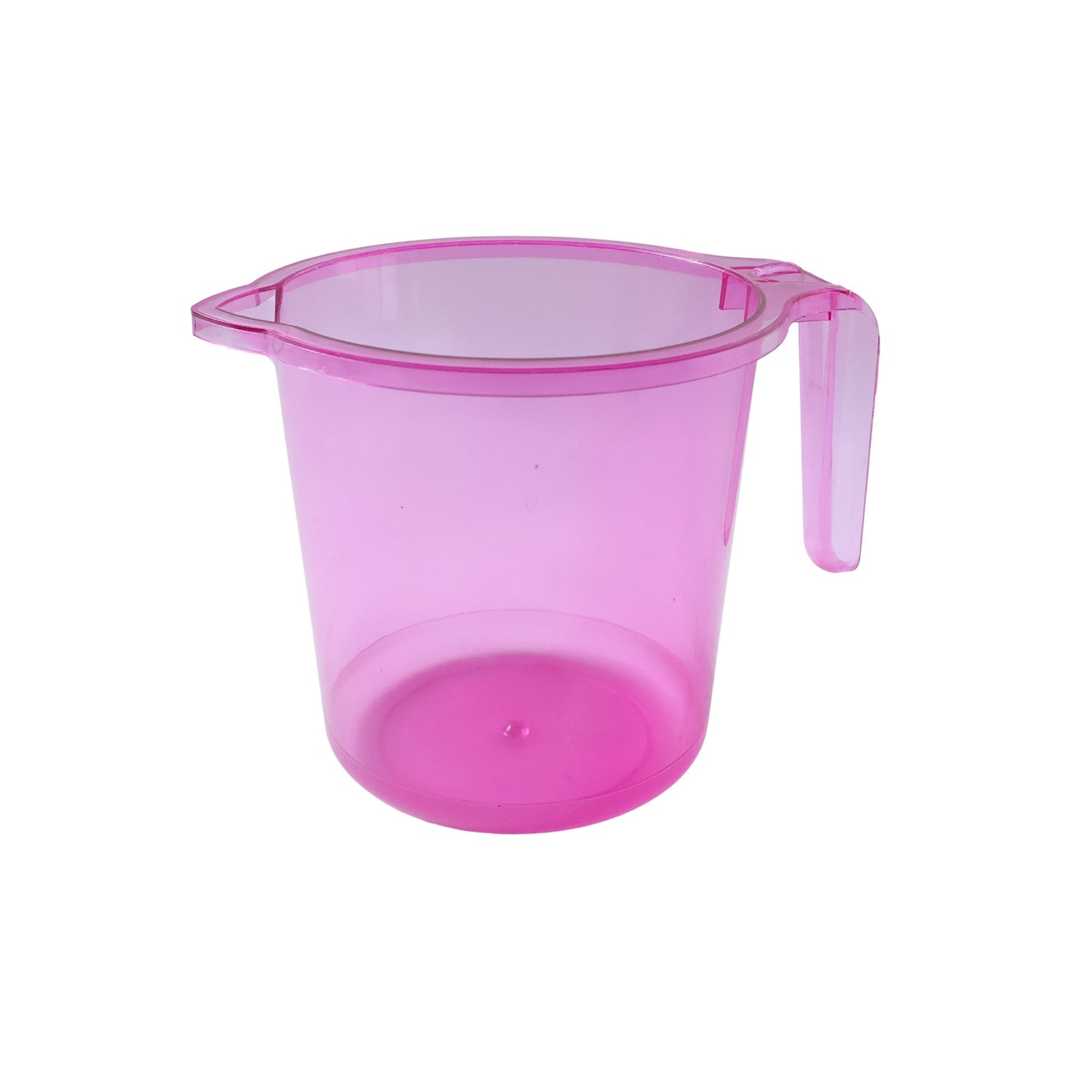 Assortment of plastic bathroom mugs in various mixed colors.