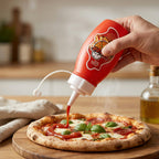 Sauce dispenser bottle with flip-top nozzle