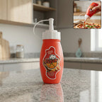 Small plastic squeeze sauce bottle for ketchup and mayonnaise