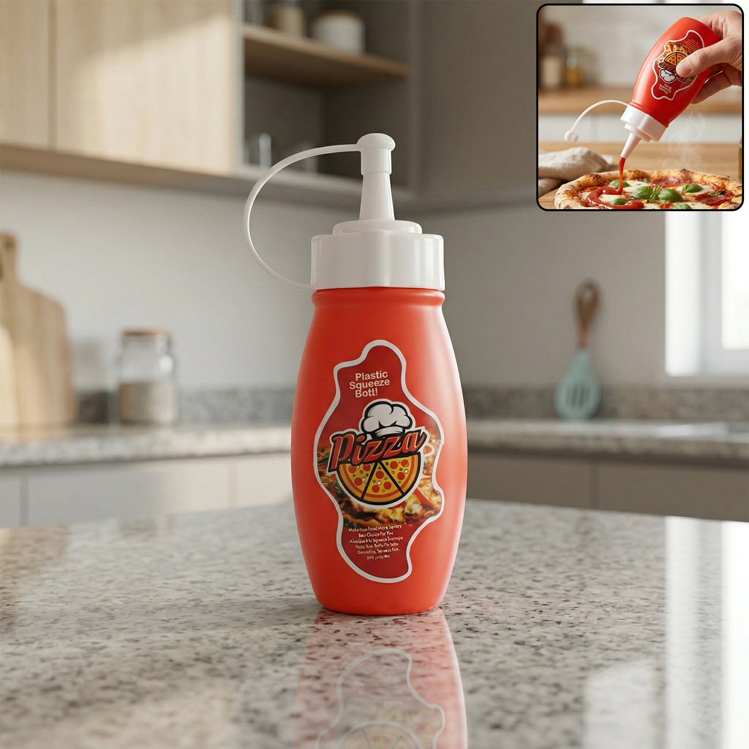 Small plastic squeeze sauce bottle for ketchup and mayonnaise