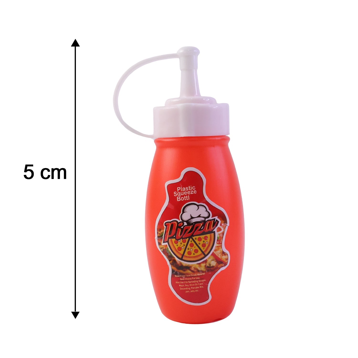 Small plastic squeeze bottle showing size and dimensions