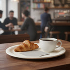 Stackable serving plates designed for compact kitchen storage