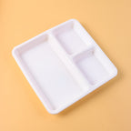 Plastic food plate featuring 3 compartments for meal separation