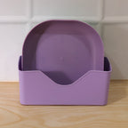 Reusable plastic snack serving platter with stackable design