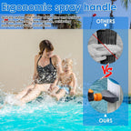 Ergonomic handle and valve on pool filter cleaning nozzle