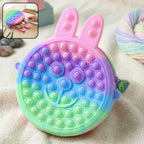 Cute caterpillar-shaped Pop It silicone pencil pouch with colorful design