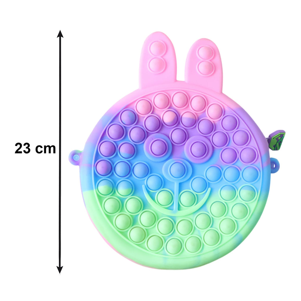 Close-up of caterpillar Pop It bubble surface on silicone pencil pouch