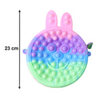 Close-up of caterpillar Pop It bubble surface on silicone pencil pouch