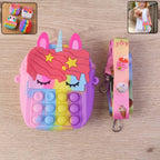 Kids Pop It Shoulder Bag multicolor silicone fidget toy sling for children