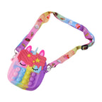 Kids sling bag made from premium waterproof silicone with pop it fidget design