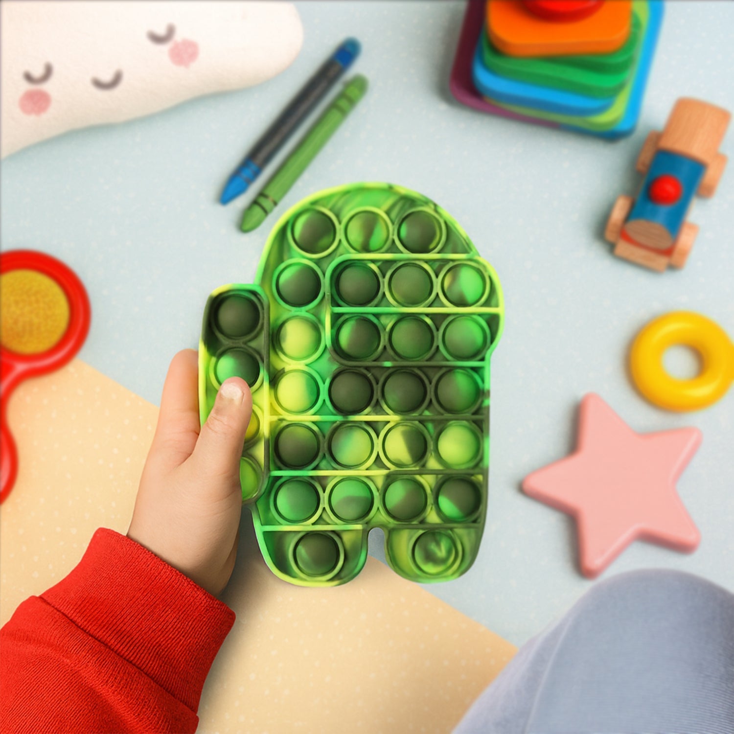 Close-up detail showing silicone texture of Pop It fidget toy