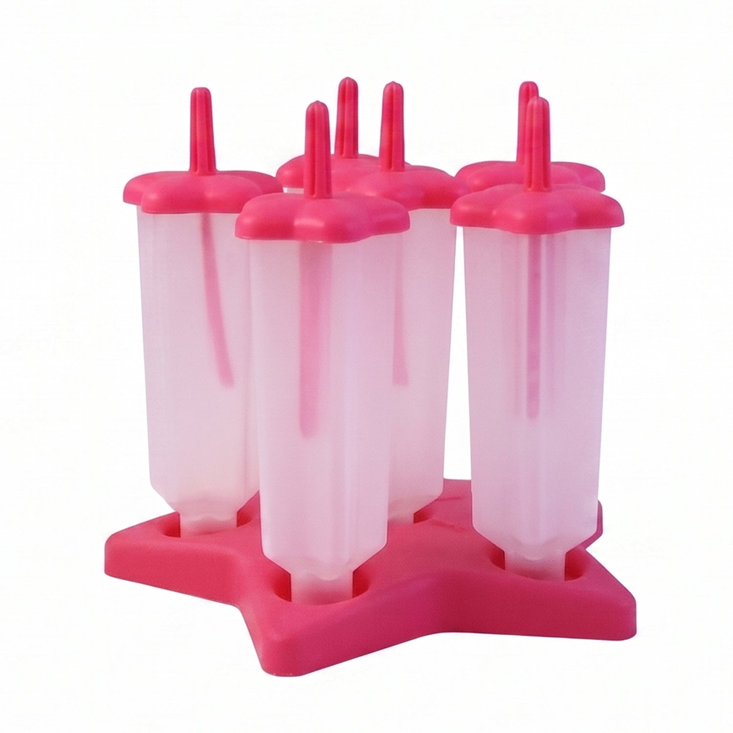 Frozen colorful popsicles made with BPA-free plastic ice cream molds on table