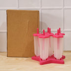 Set of BPA-free plastic ice cream molds with sticks and secure lids
