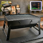 Portable charcoal BBQ grill with stainless steel grilling mesh