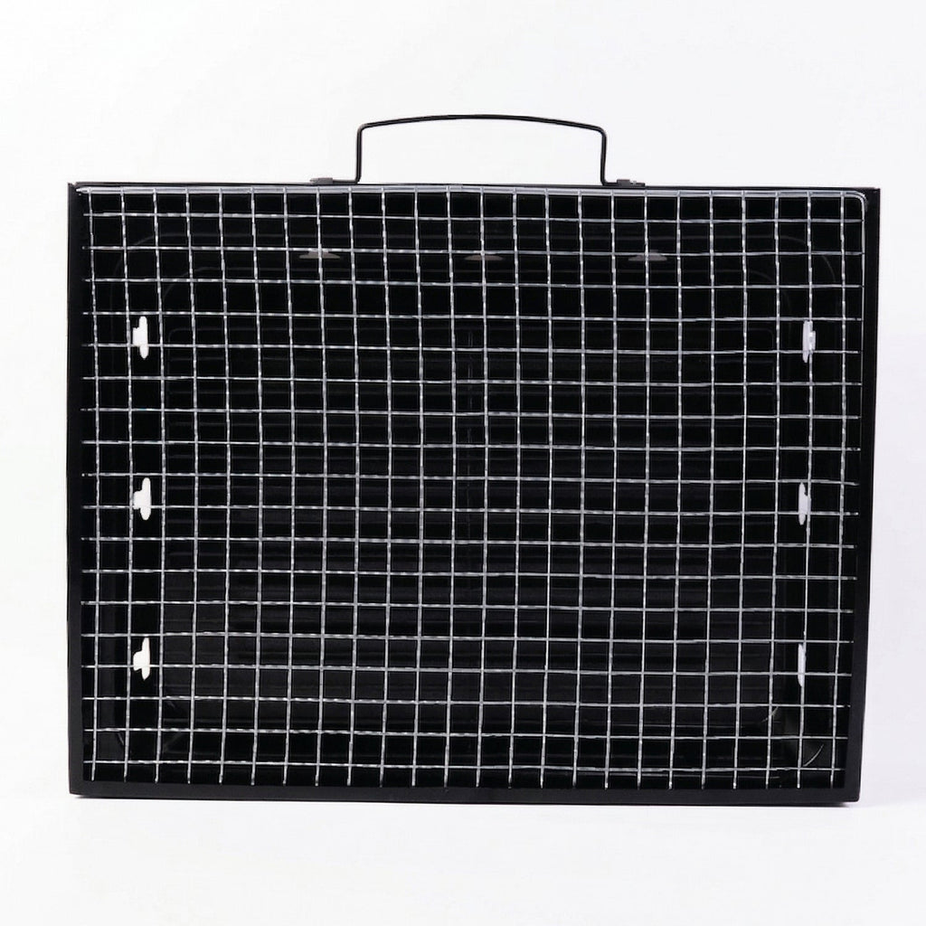 Portable charcoal grill with steel mesh surface