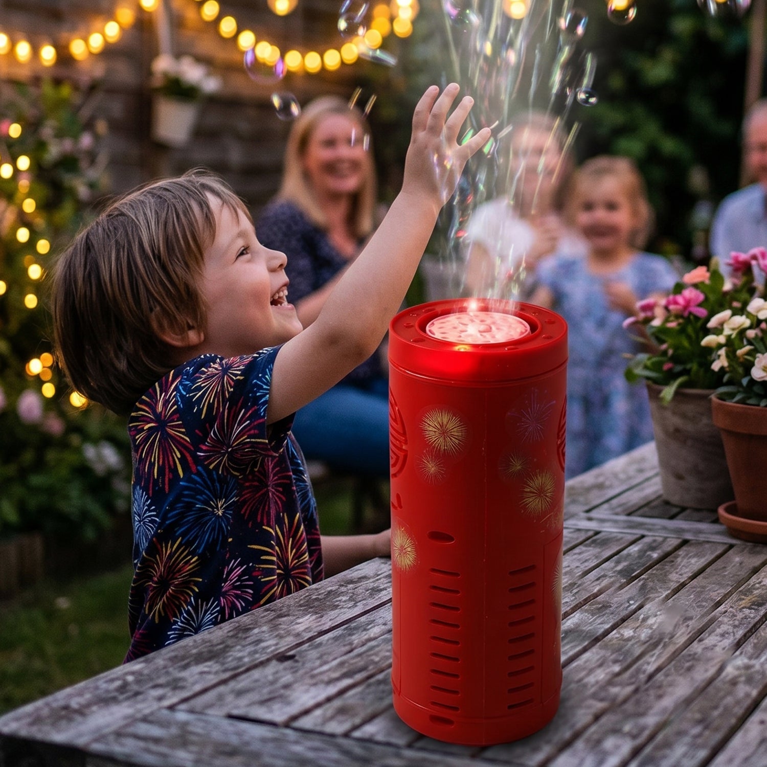 Portable electric bubble machine toy with colorful LED lights for children