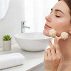 Facial massager with dual rolling balls for improved skin elasticity