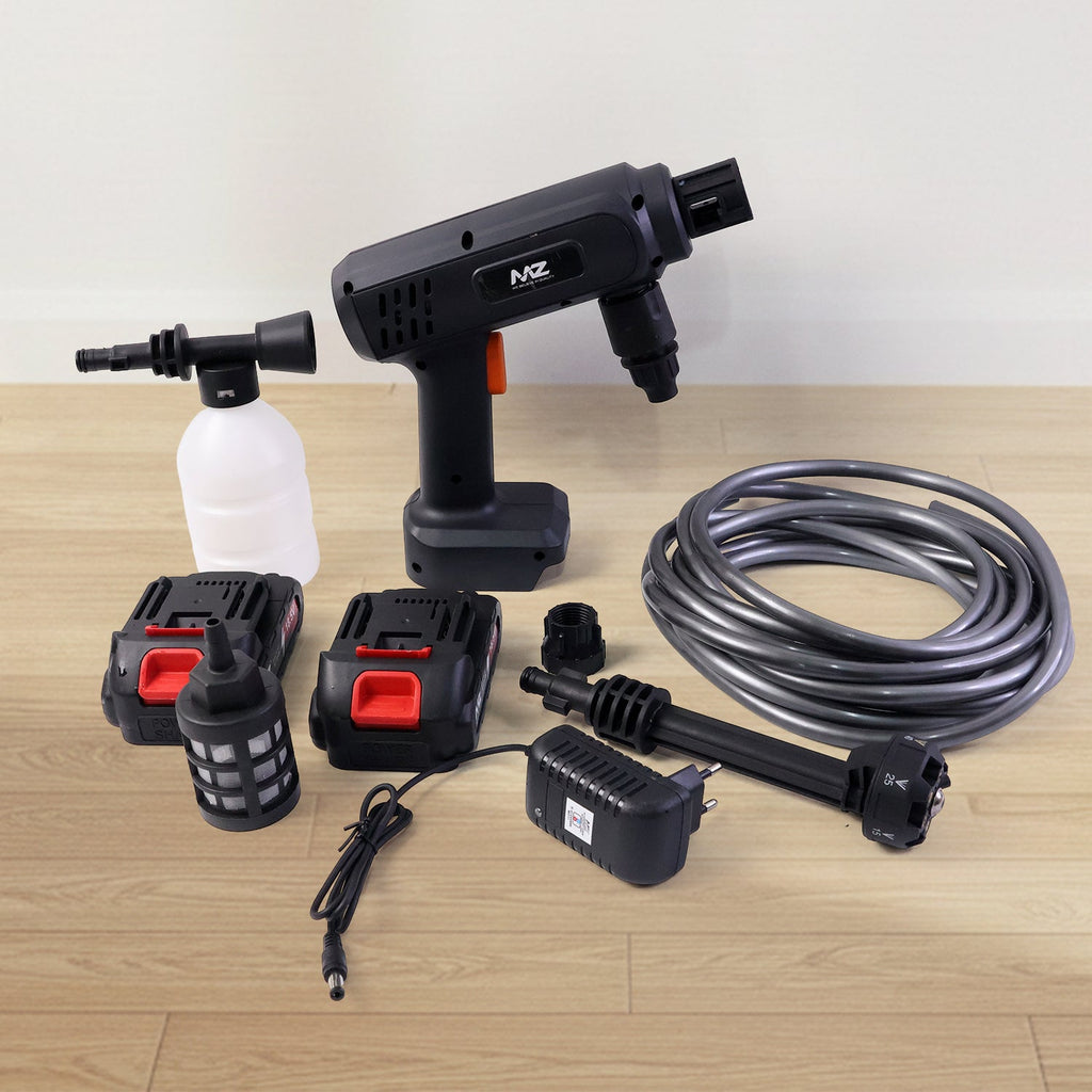 Portable cordless pressure washer spray gun with ergonomic grip